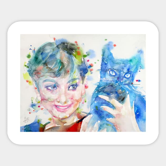 AUDREY HEPBURN watercolor portrait .10 Sticker by lautir